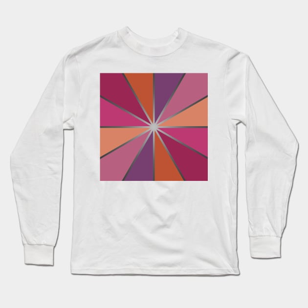Cube divided into shades of pink, orange, purple. Long Sleeve T-Shirt by Libretti